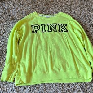 Pink Neon green sweatshirt with black print